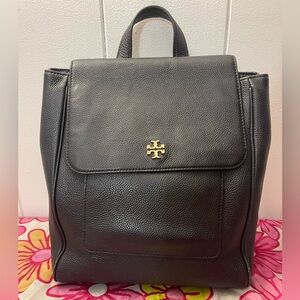 Tory Burch Black Carter Backpack with minor signs of usage